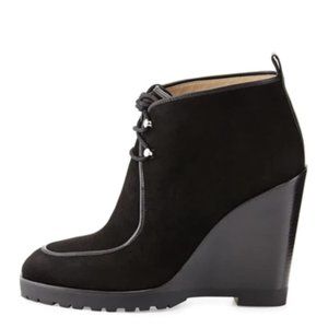 Marc Jacobs Chrome Dyed Calf Hair High Wedge Ankle Booties